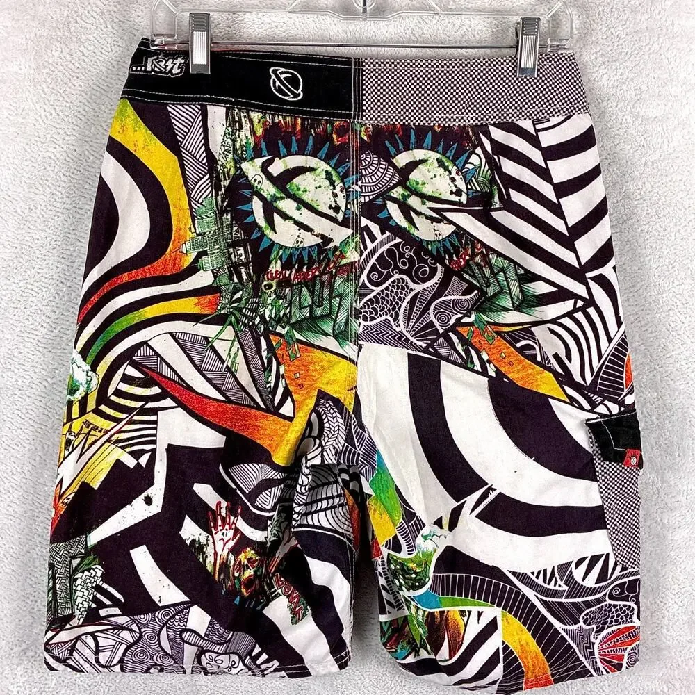 VTG Lost Enterprises Board Shorts Mens 30 Mayhem Black Sheep Graffiti Surf Y2K